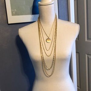 Goldtone Multi chain locket necklace
